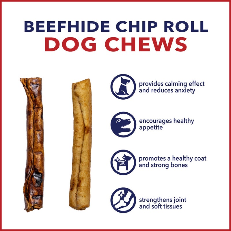 Pet Factory American Beefhide 5" Chip Rolls Dog Chew Treats - Beef & Chicken Flavor, 50 Count/1 Pack - Image 5